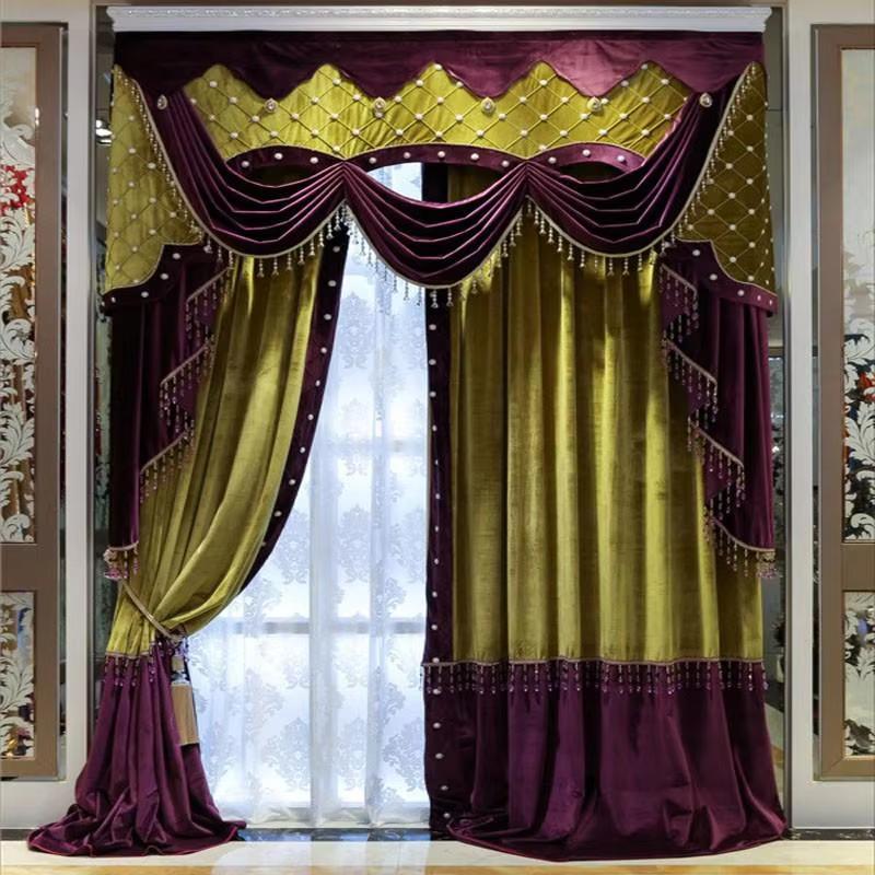 Office Furniture Hong Kong - Rideaux Patchwork Perles Blanches Violettes Jaunes