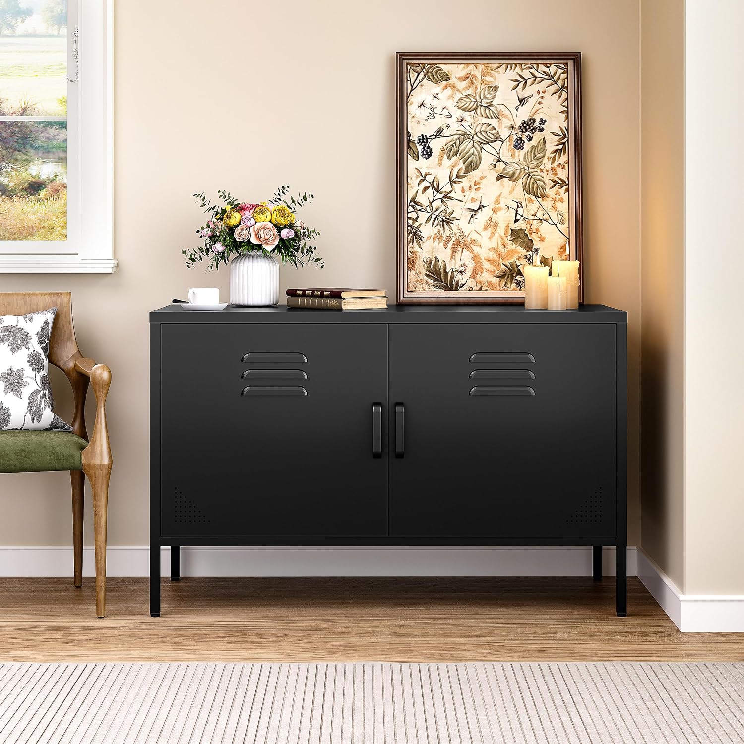 Credenza Office Storage - Armoire de rangement en métal noir