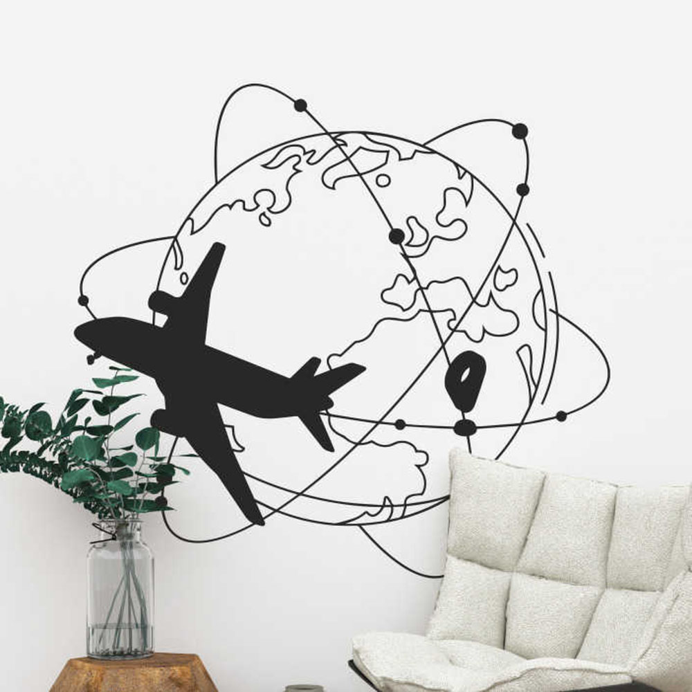 Office Furniture World - Grand voyage le monde avion autocollant