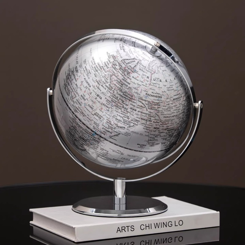 Office Furniture World - Globe Terrestre de Luxe Argenté 25