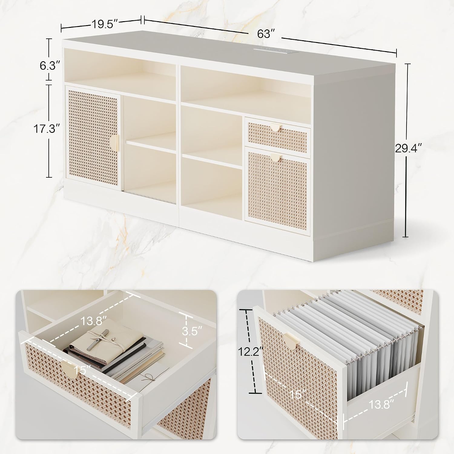 Buffet de 63 pouces avec 2 tir - Credenza Office Storage avis et prix