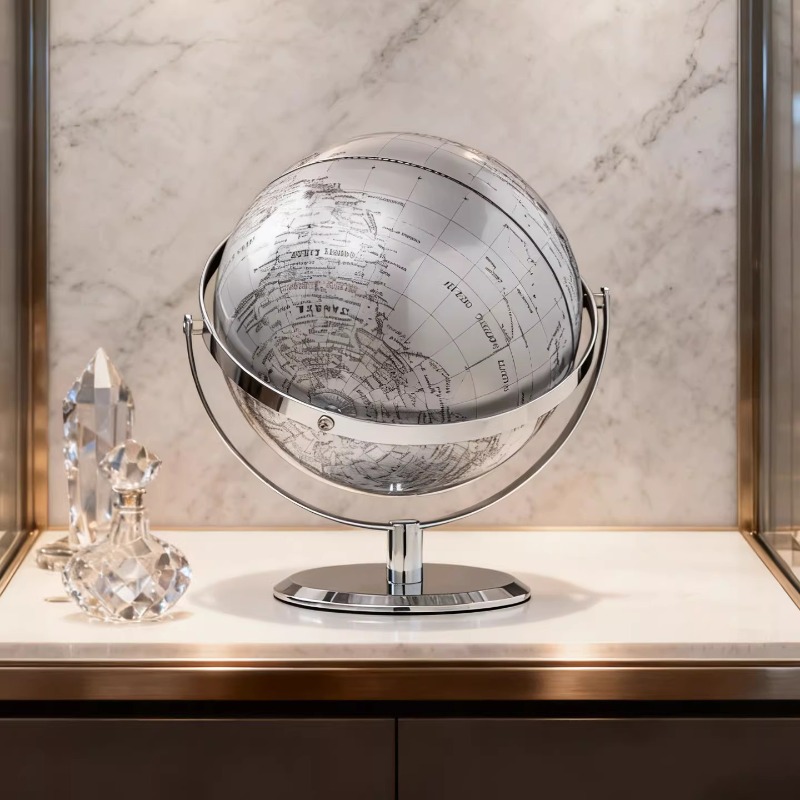 Globe Terrestre de Luxe Argent - Office Furniture World avis et prix